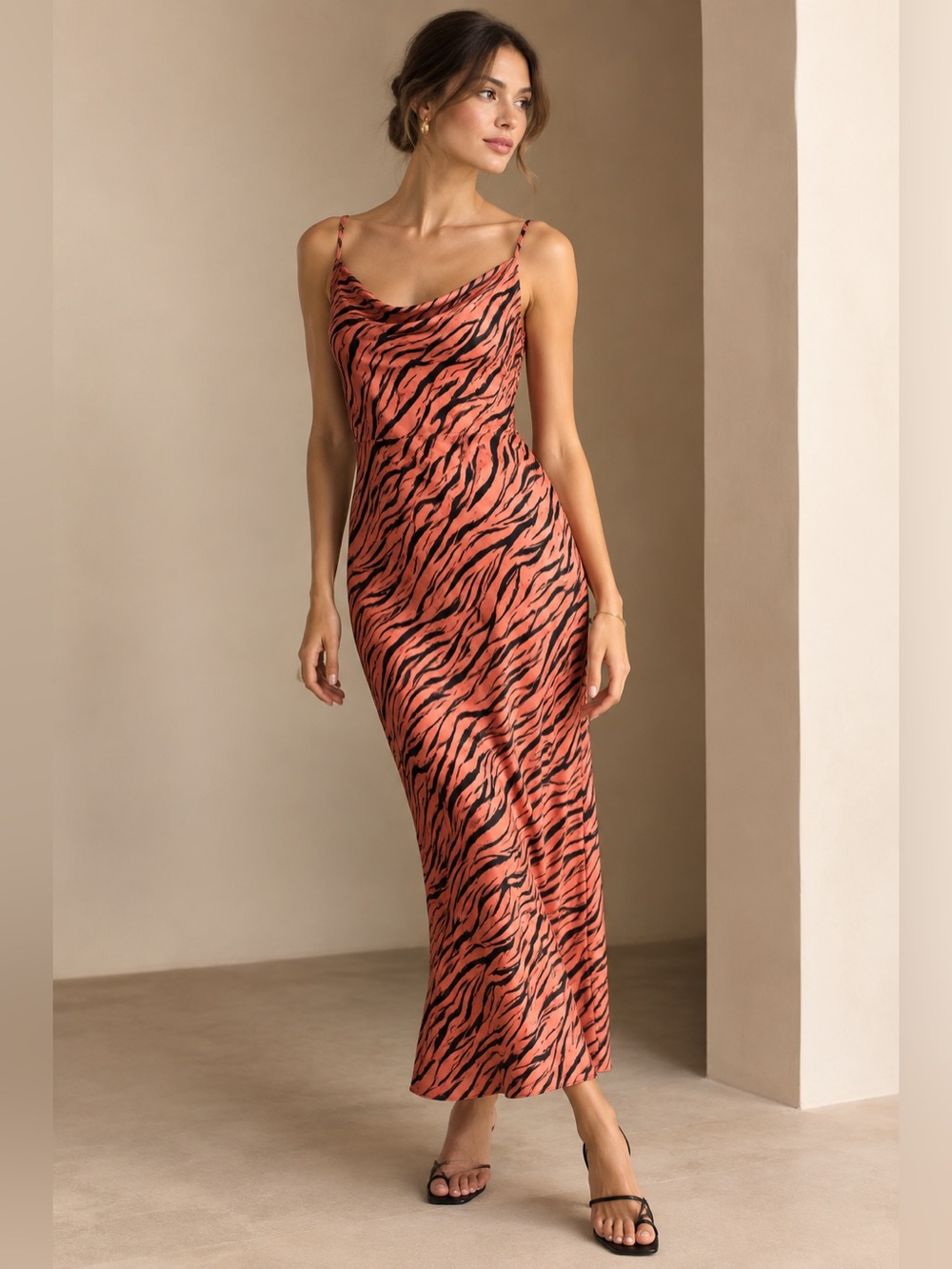 Anthropologie Elyse Animal Print Bias Slip Dress NWT S Petite